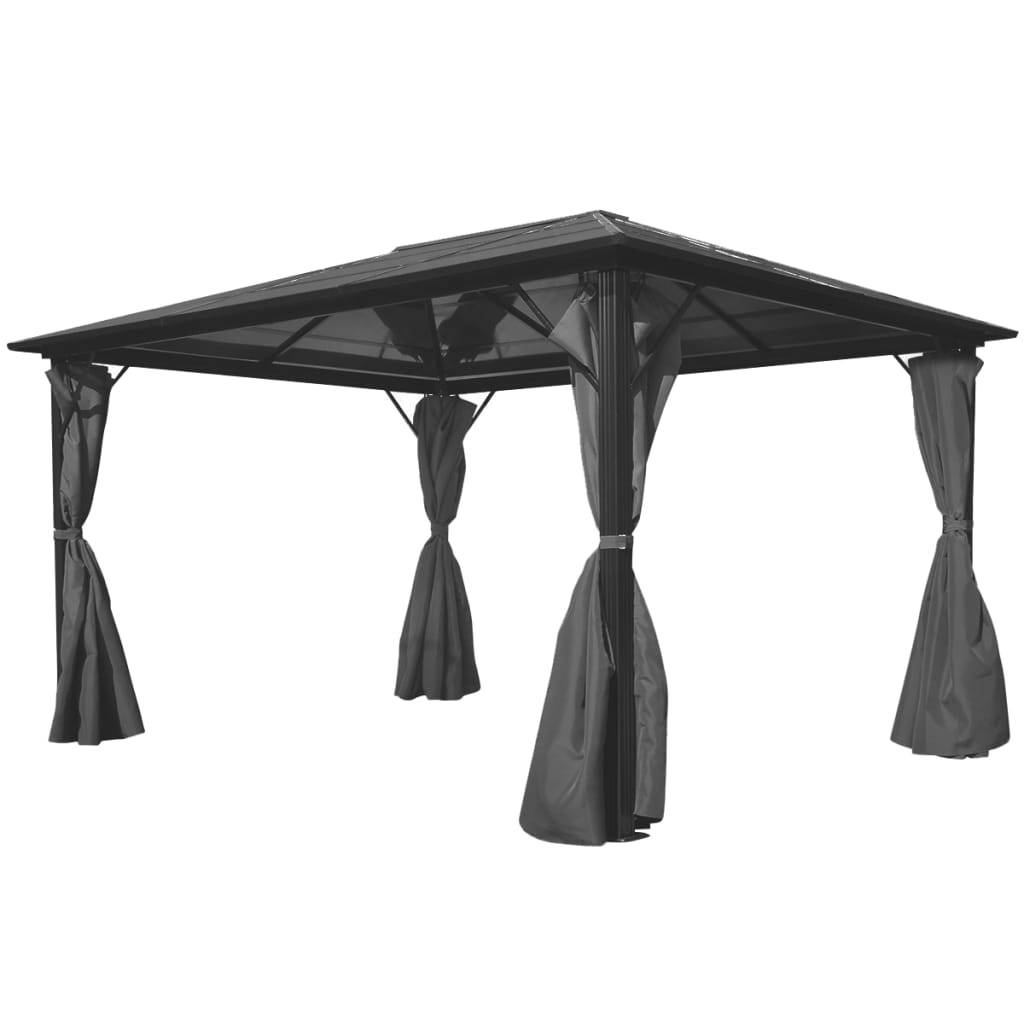 ComfortXL - Pergola en Aluminium Toit PC Rigide avec 4 Rideaux pour Terrasse Jardin Anthracite 4x3 m – ComfortXL Outdoor Living - Image 1