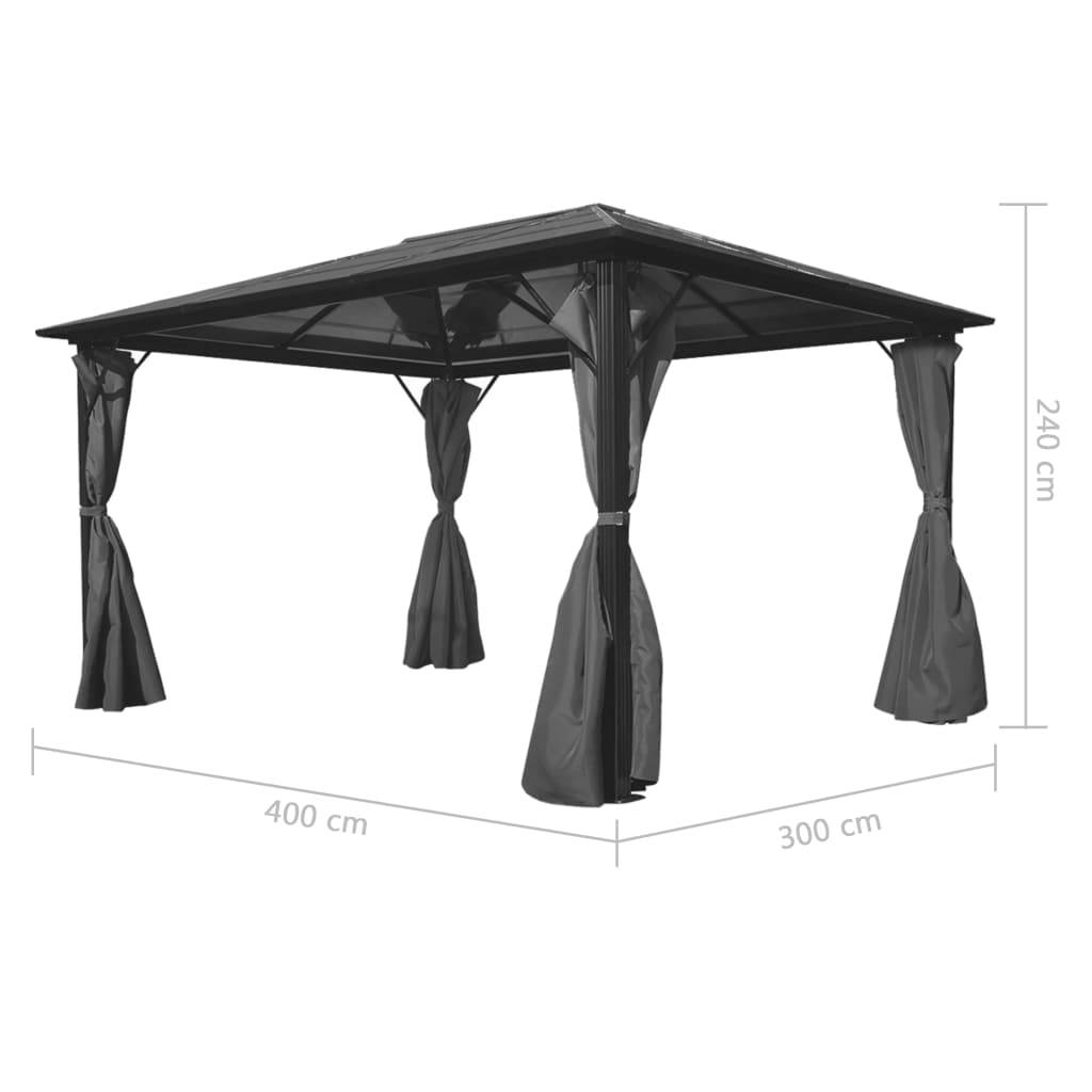 ComfortXL - Pergola en Aluminium Toit PC Rigide avec 4 Rideaux pour Terrasse Jardin Anthracite 4x3 m – ComfortXL Outdoor Living - Image 5