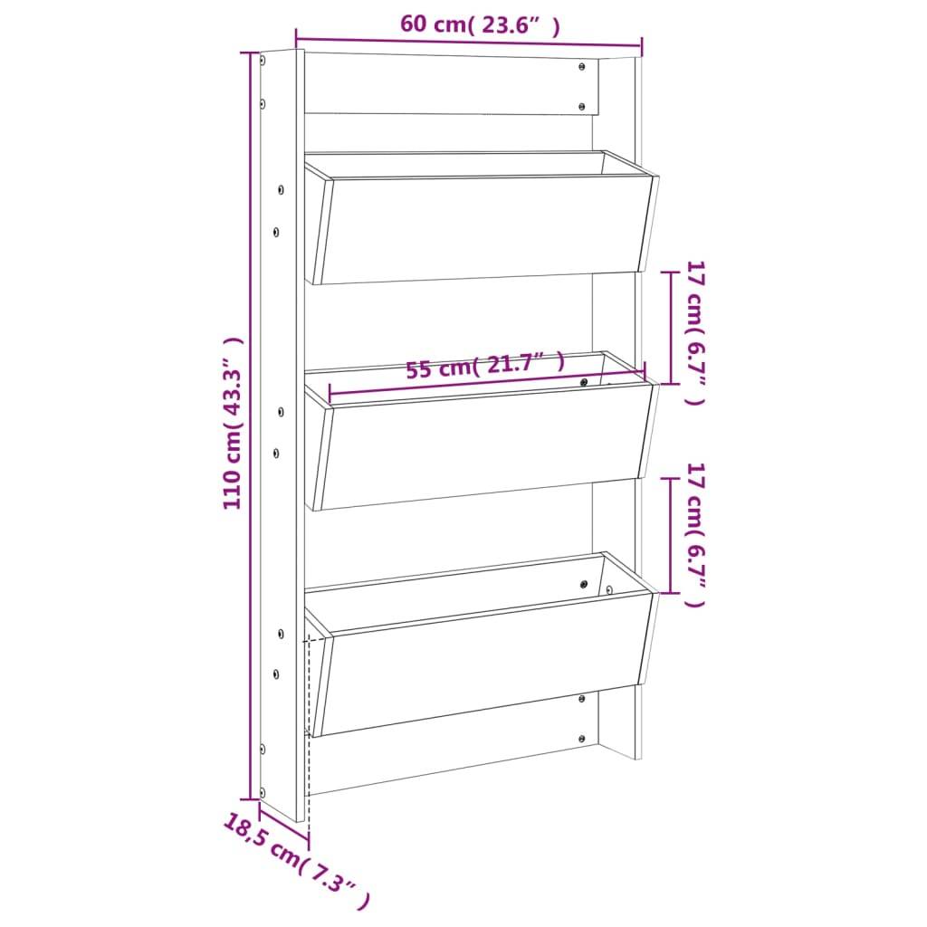 Vidaxl - Jardinière murale 3 niveaux 60x18,5x110 cm bois douglas massif vidaXL 825119 - Image 3