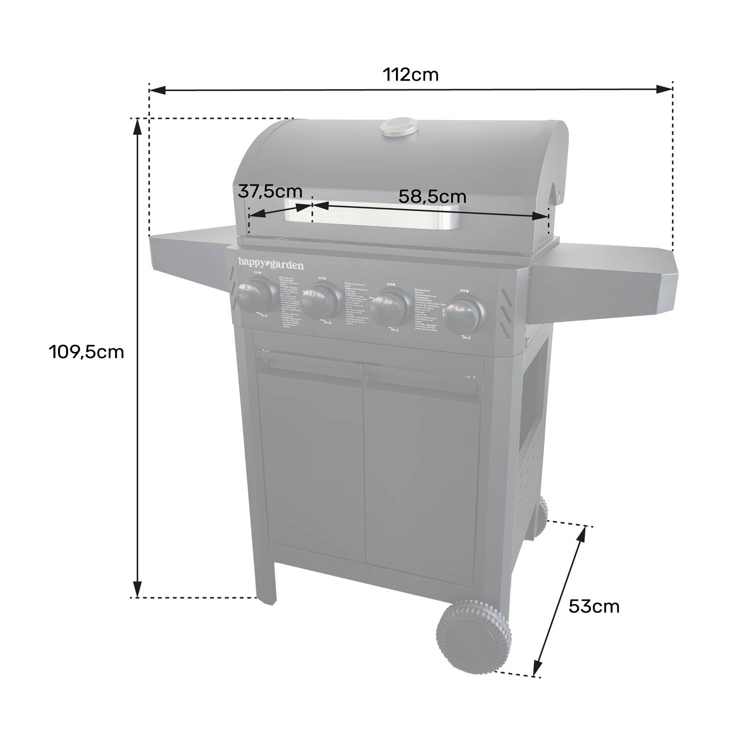 Barbecue au gaz IZALCO - 4 brûleurs 10kW - HAPPY GARDEN - Image 7