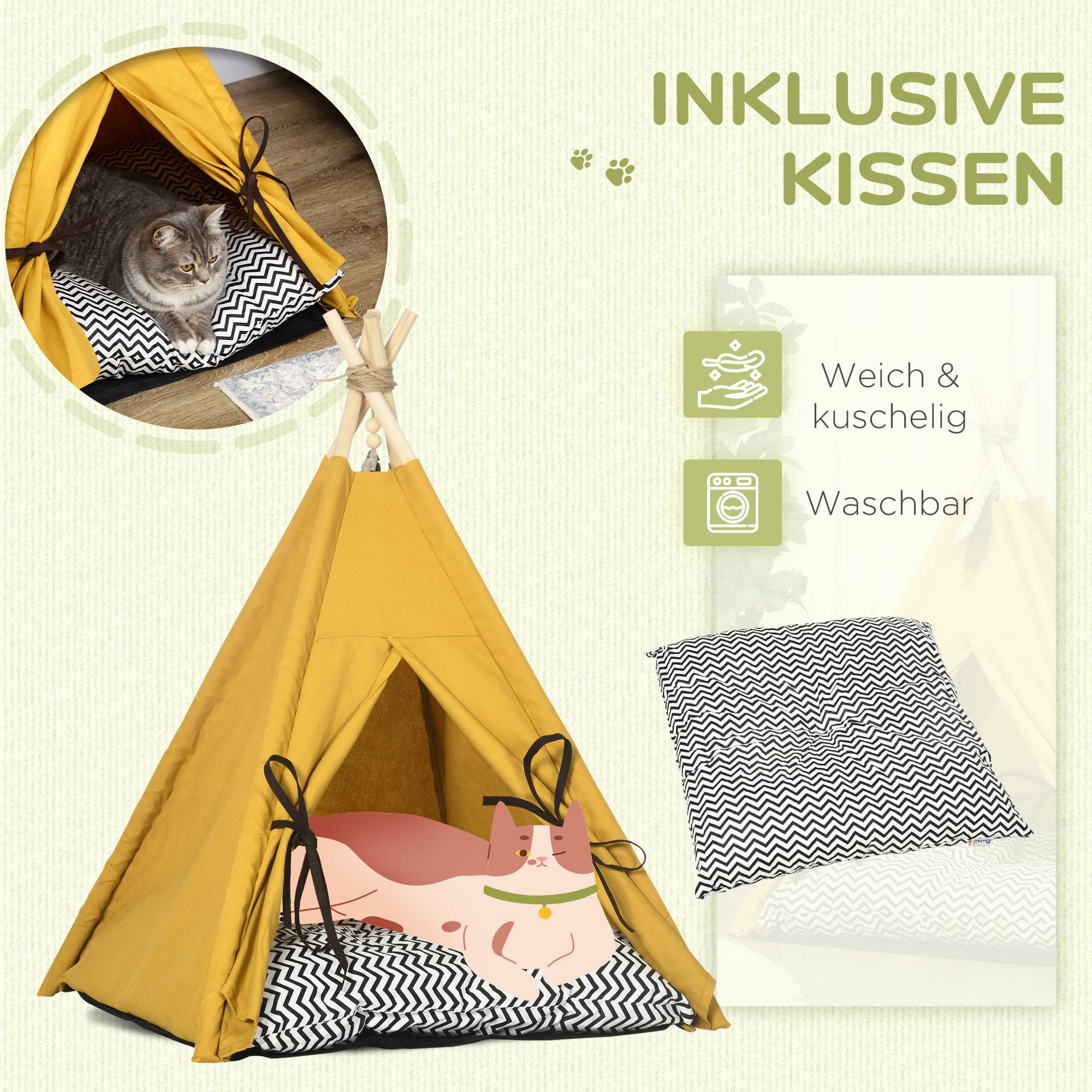 Sans Marque - Lit tipi, coussin doux, tapis sol, chien/chat, 60x60x76 cm - Image 7