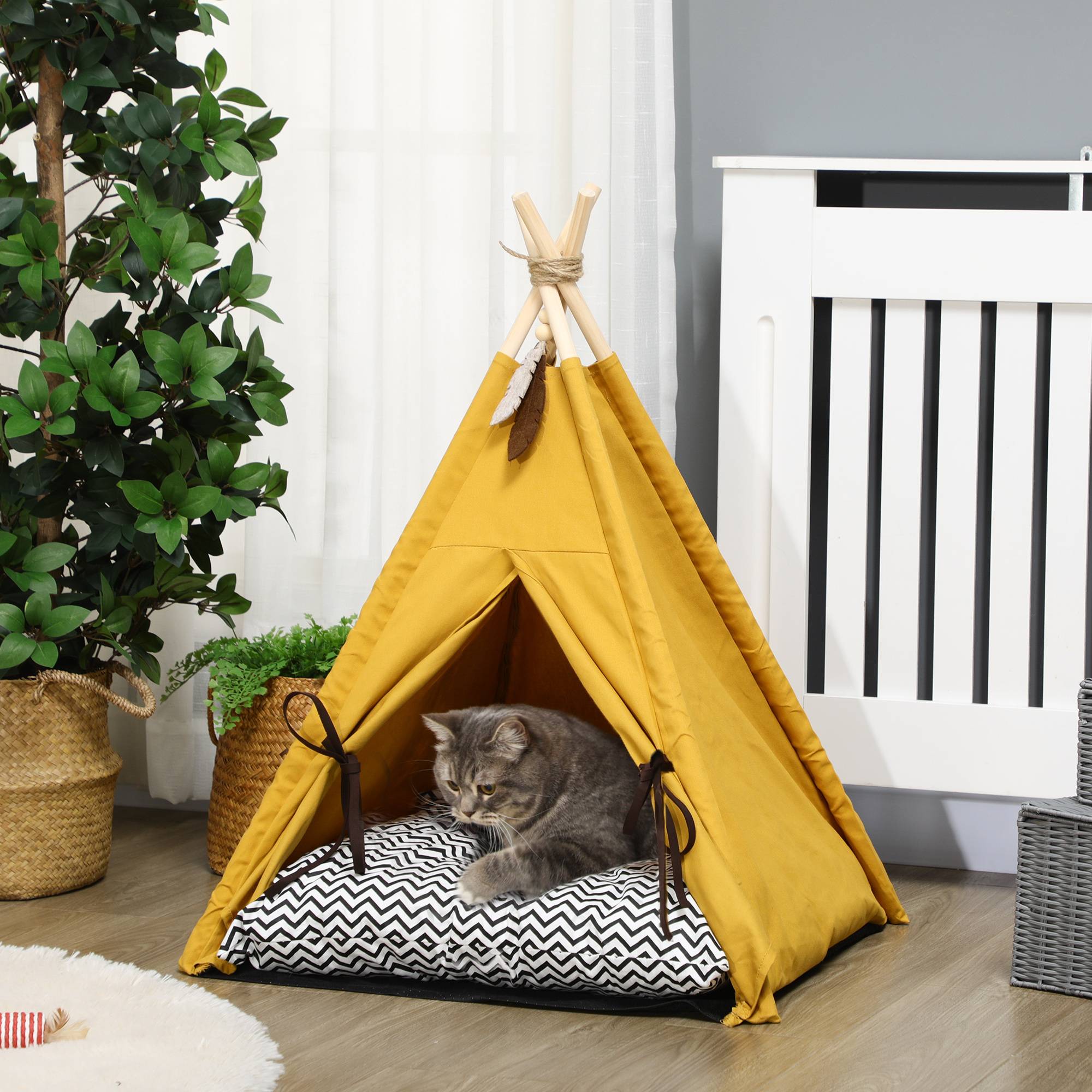 Sans Marque - Lit tipi, coussin doux, tapis sol, chien/chat, 60x60x76 cm - Image 3