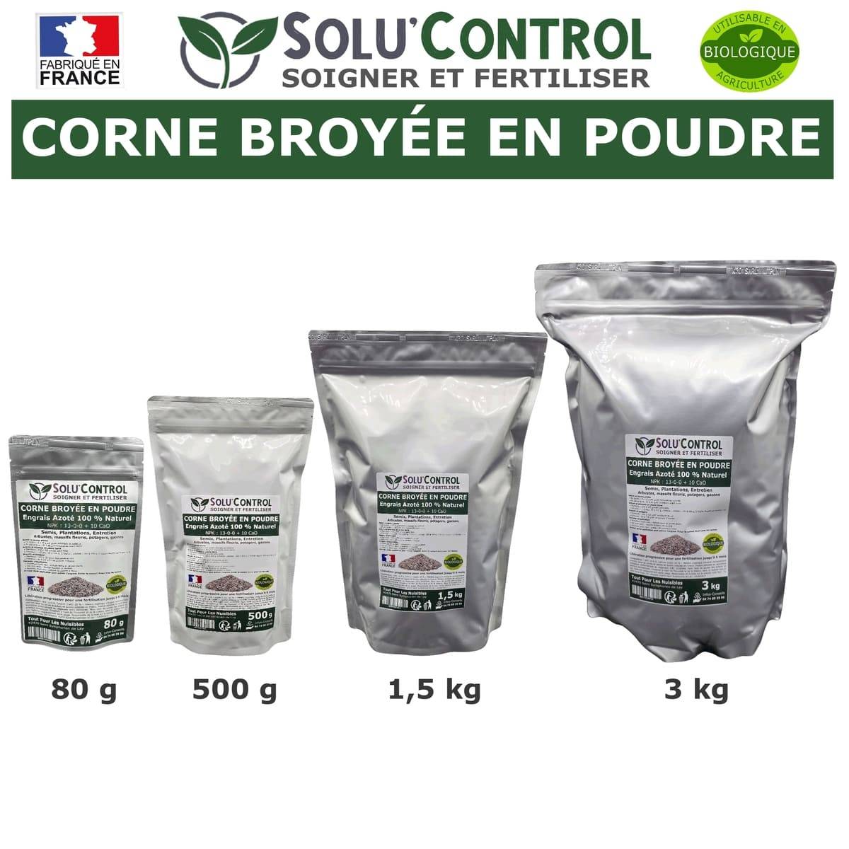 SOLU’CONTROL - 3 kg de Corne Broyée en Poudre - Formulation haute qualité Organo-Minerale - Engrais Azoté 100% Naturel - Image 6