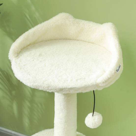Arbre à chat niche, balle et plateforme, roseau/sisal, jusqu'à 10 kg, 60x40x79 cm, crème - Image 10