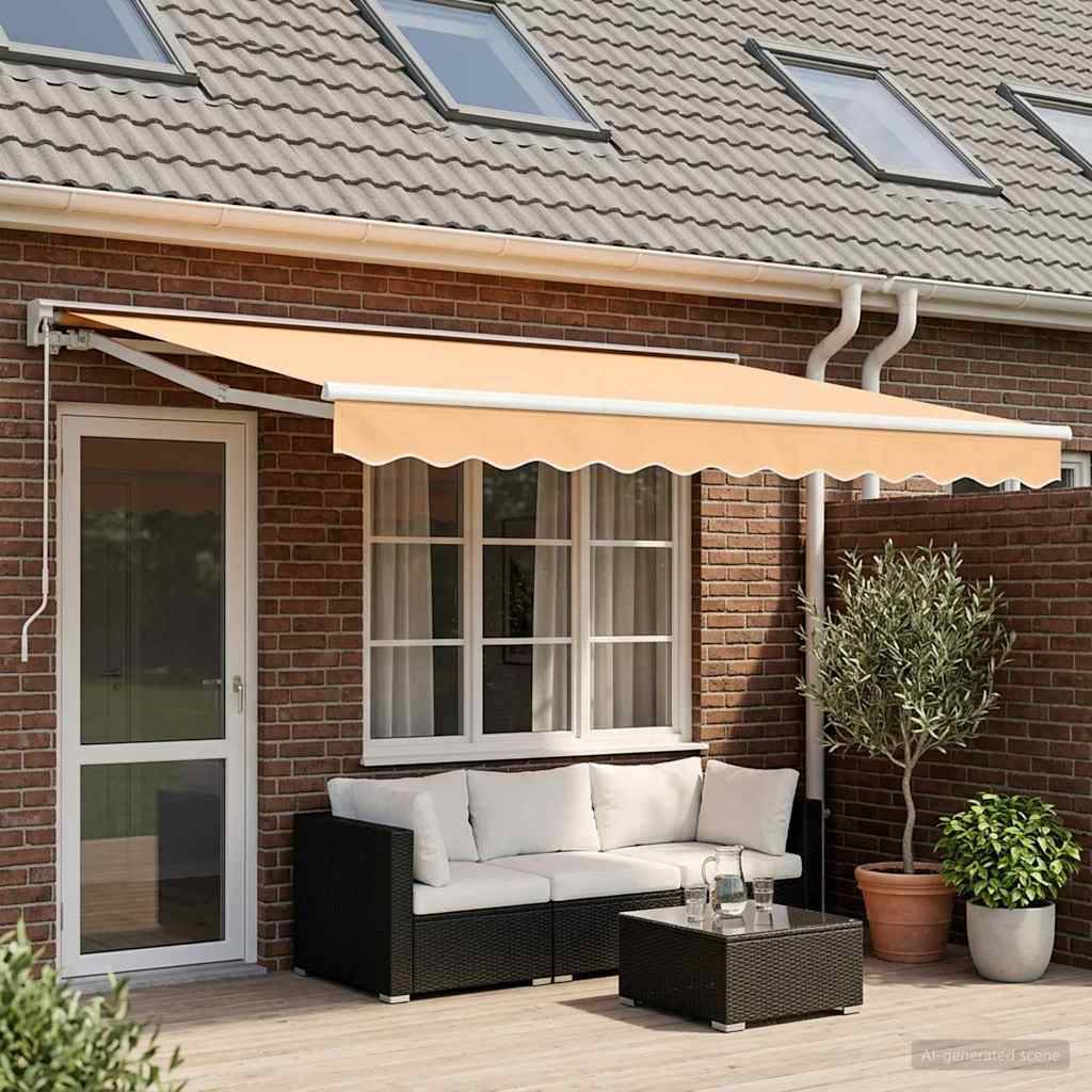 PANGIVO - Auvent rétractable polyester sable 400 x 350 cm, 32.74kg - PANGIVO