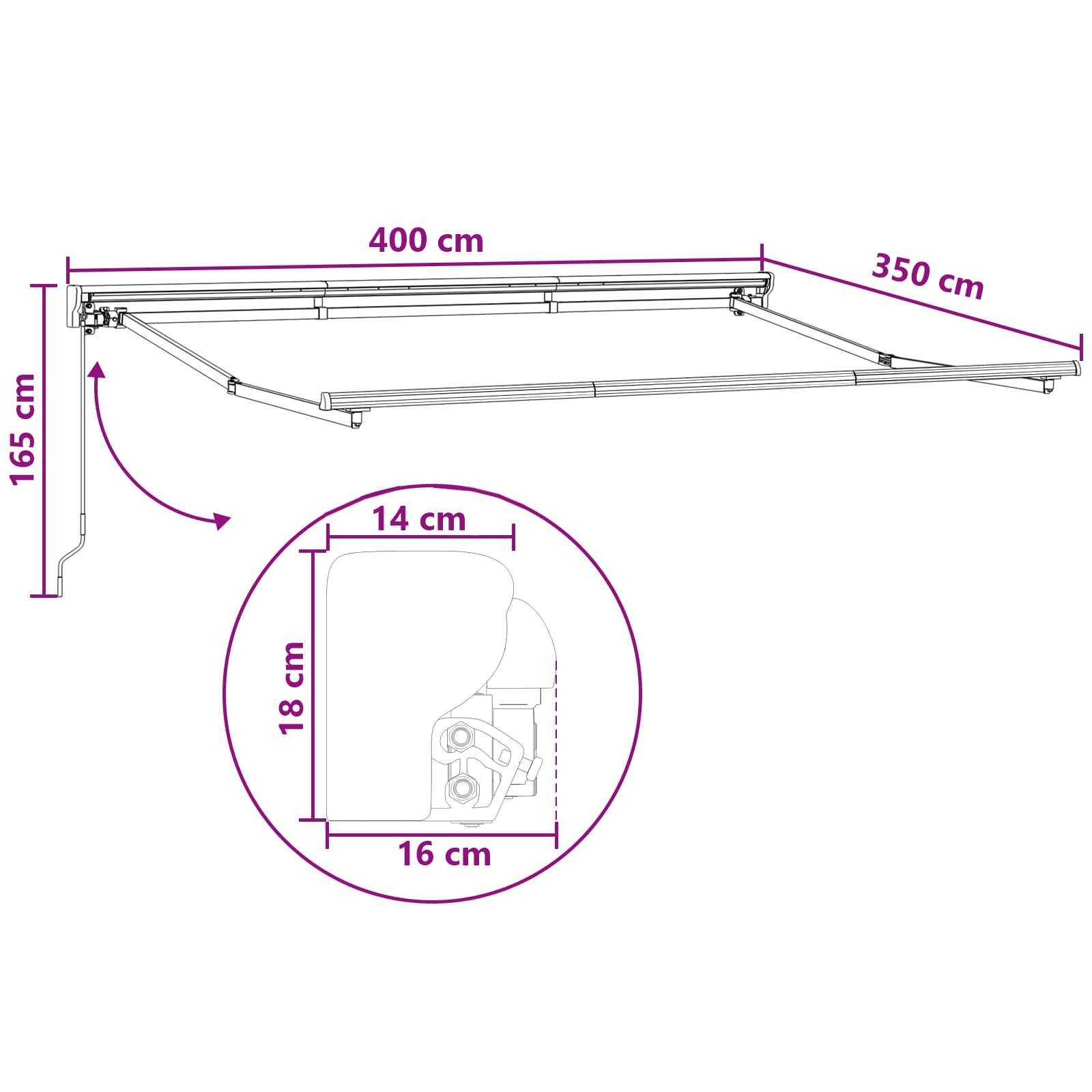 PANGIVO - Auvent rétractable polyester sable 400 x 350 cm, 32.74kg - PANGIVO - Image 7