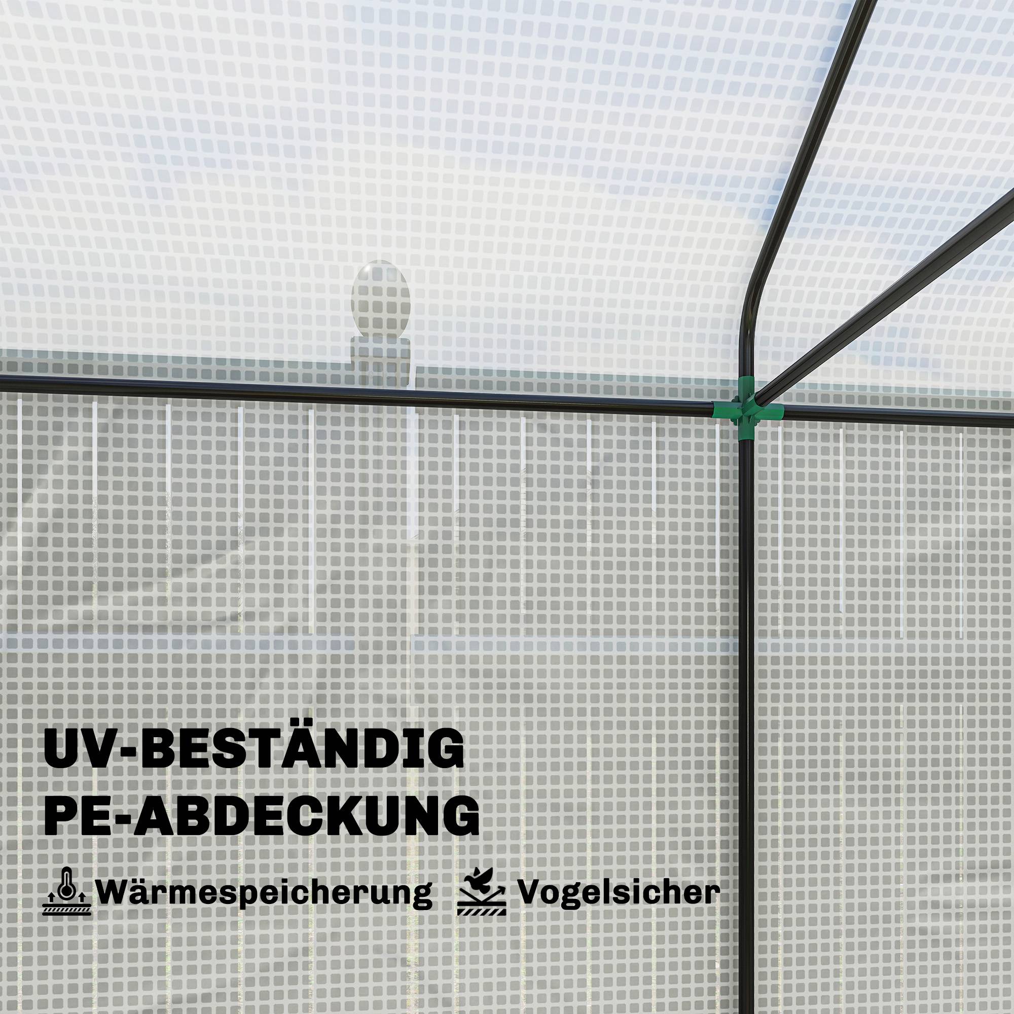 ComfortXL - Serre de jardin PE acier 200 x 140 x 200 cm blanc vert pour cultures protection UV et ventilation réglable - Image 4