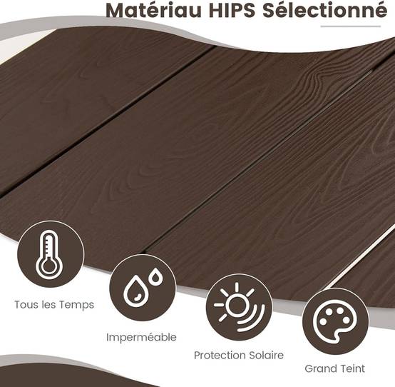 Table de Balcon Suspendue Pliable avec Hauteur 73/78,5/84CM, Table Rabattable en Hips et Métal,Brun - Image 3