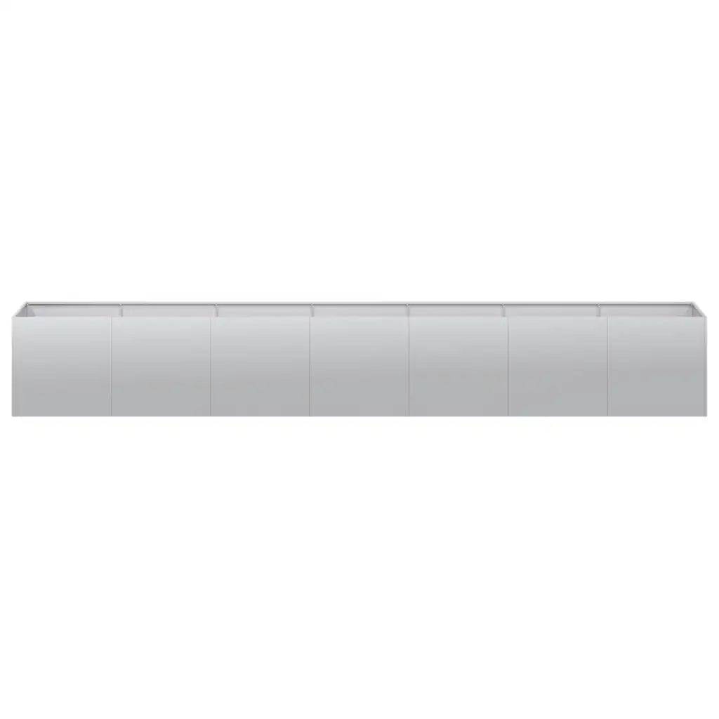 Jardinière rectangulaire moderne usage extérieur 280 x 40 x 40 cm en acier galvanisé gris - Image 2