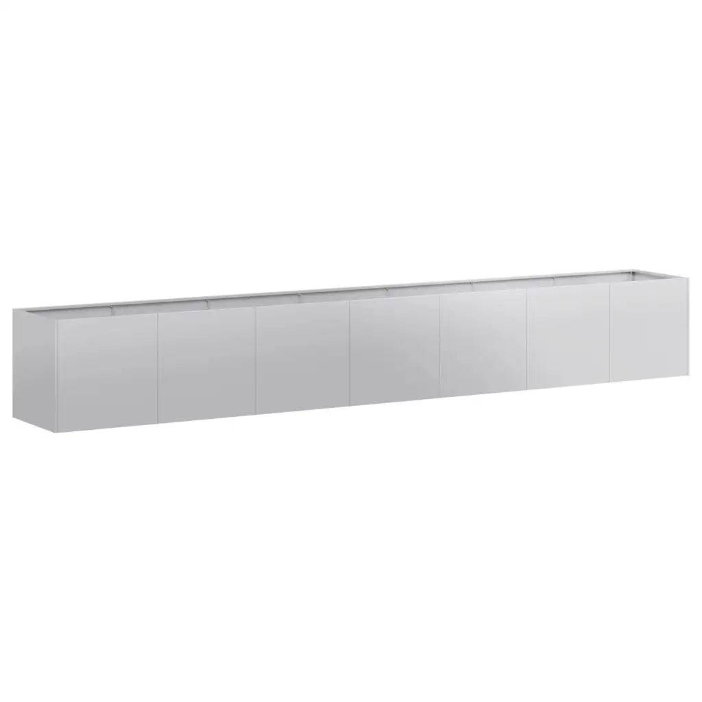 Jardinière rectangulaire moderne usage extérieur 280 x 40 x 40 cm en acier galvanisé gris - Image 1