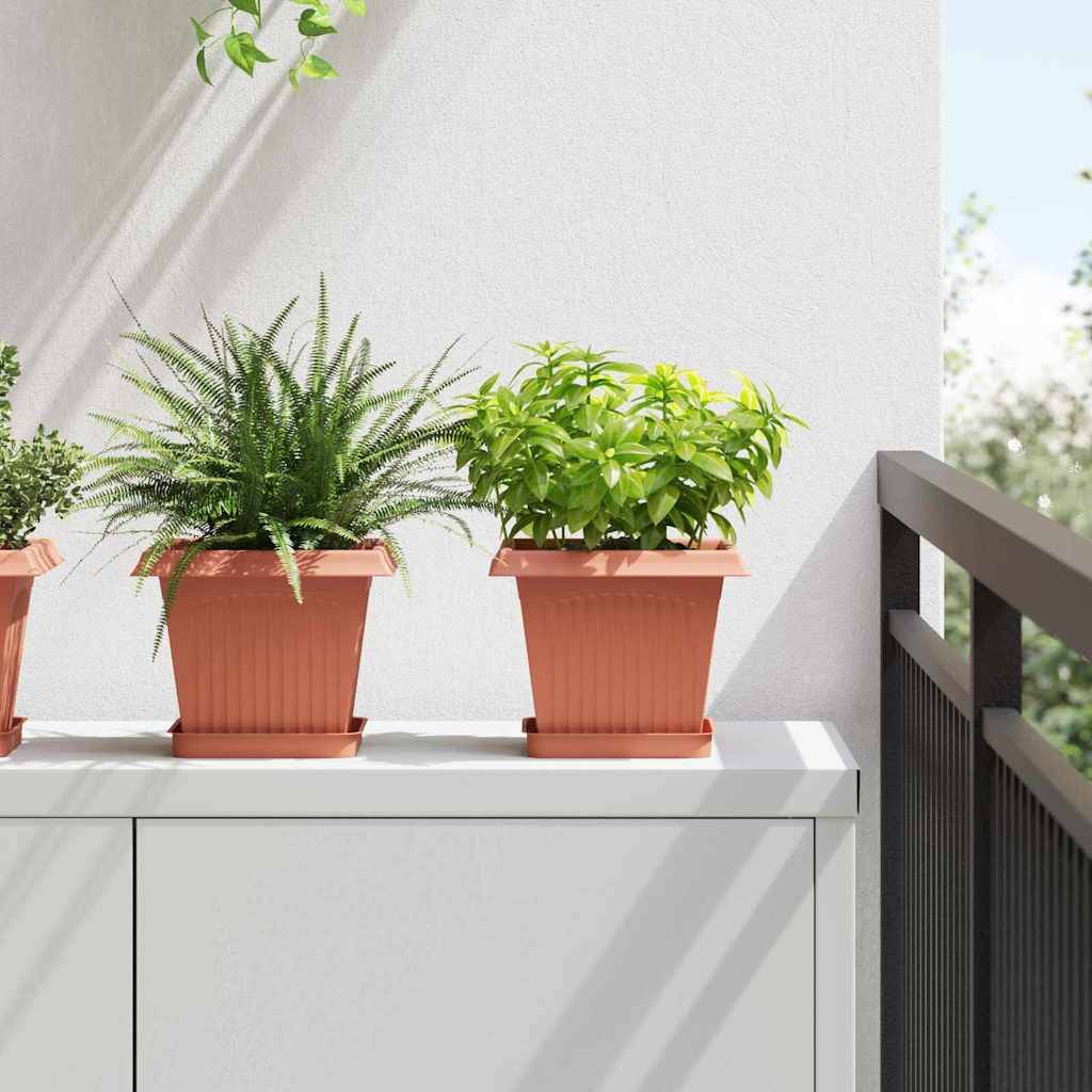 Pot de Fleurs Carré 24 pcs | Bac à fleurs Rouge brique 43 x 43 x 33.5 cm - Image 2