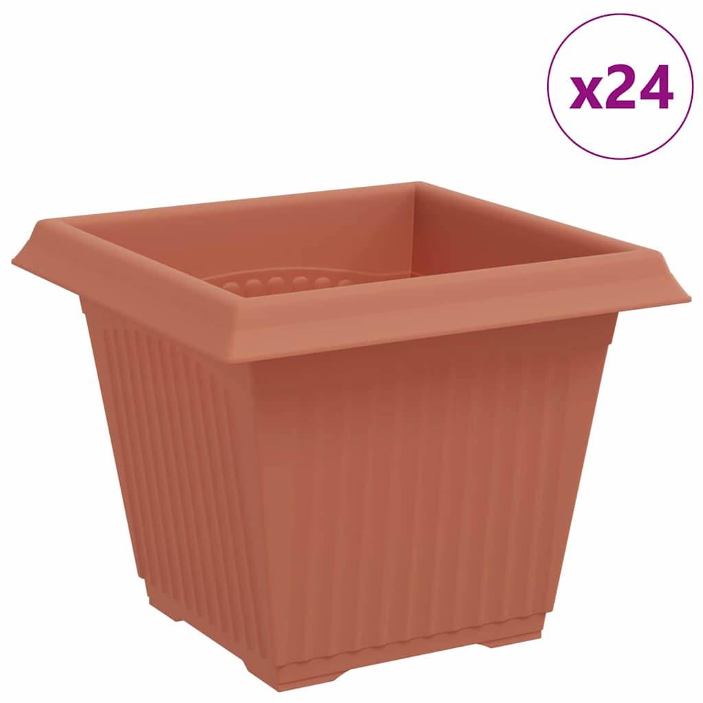 Pot de Fleurs Carré 24 pcs | Bac à fleurs Rouge brique 43 x 43 x 33.5 cm - Image 1