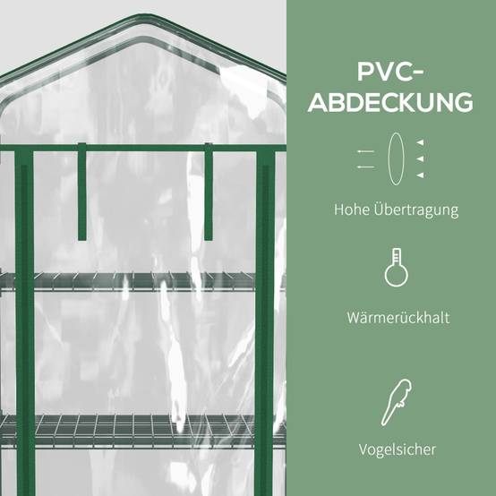 Mini Serre Balcon 4 Étagères Acier Jardin Semis Housse Transparente 69x50x165cm - ComfortXL Outdoor Living - Image 4