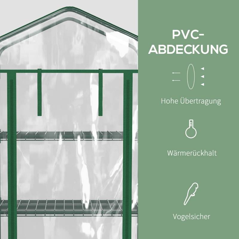 Mini Serre Balcon 4 Étagères Acier Jardin Semis Housse Transparente 69x50x165cm - ComfortXL Outdoor Living - Image 4