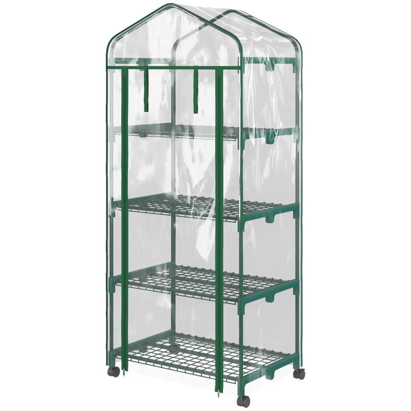 Mini Serre Balcon 4 Étagères Acier Jardin Semis Housse Transparente 69x50x165cm - ComfortXL Outdoor Living - Image 2