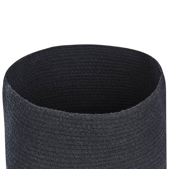 Paniers Noirs en Coton Ronds 33 cm Corbeille à Linge Tressée Rangement pour Intérieur Minimaliste avec Couvercle Boîte Lot de 2 - Image 6