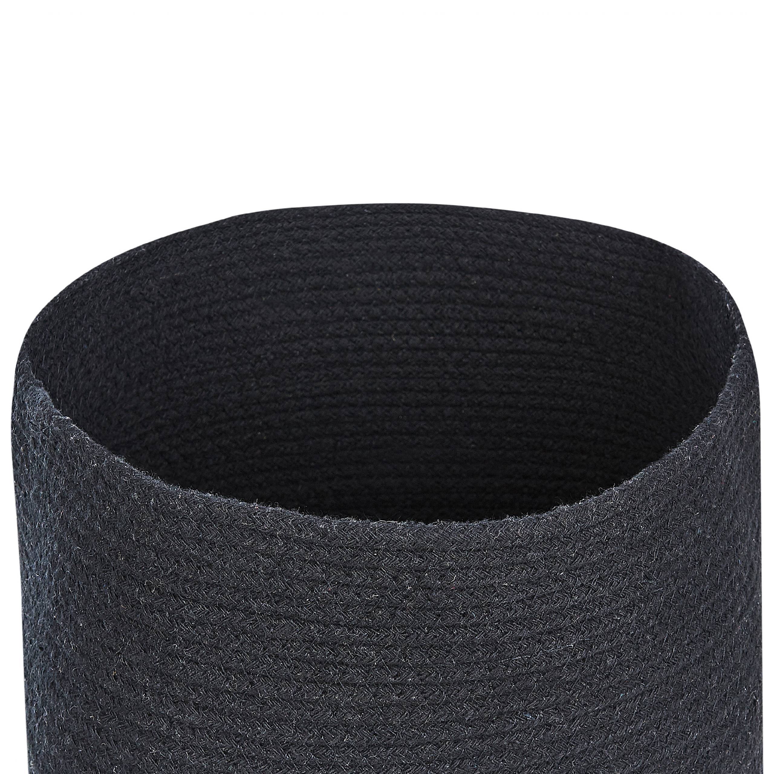 Paniers Noirs en Coton Ronds 33 cm Corbeille à Linge Tressée Rangement pour Intérieur Minimaliste avec Couvercle Boîte Lot de 2 - Image 6