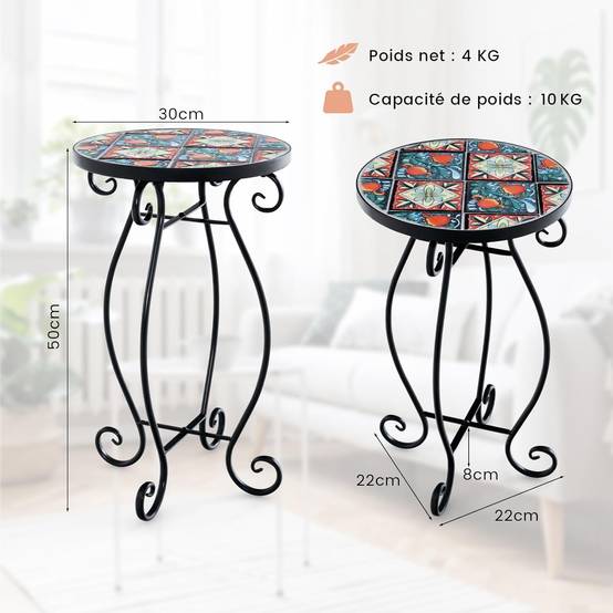 Costway - Table d’Appoint Exterieur Jardin en Mosaïque, Table Basse d'Extérieur pour Balcon Piscine (Coloré) - Image 2