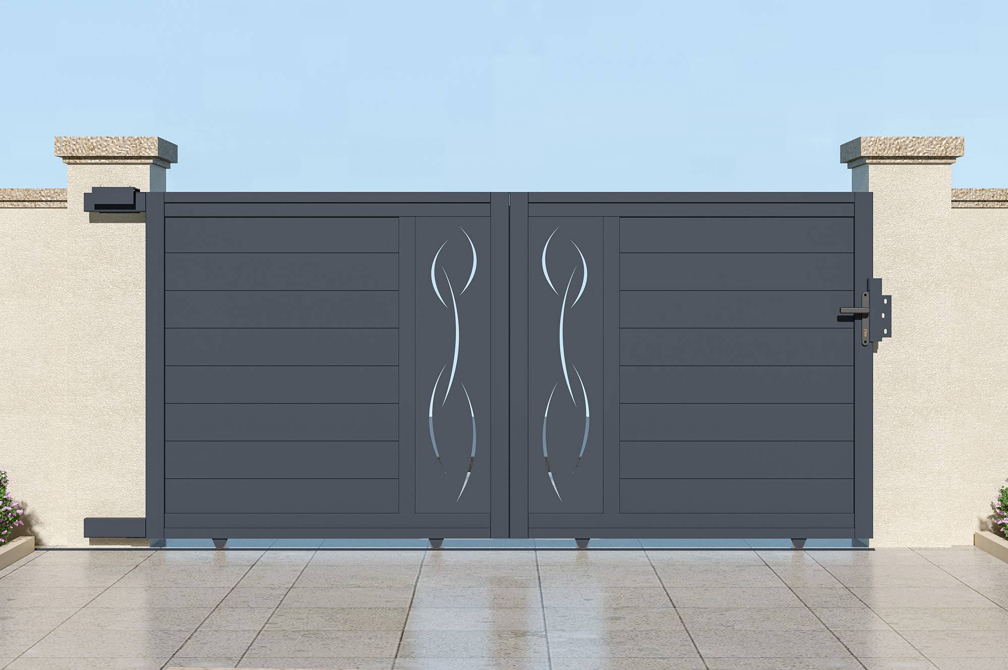 Casanoov Portail coulissant 3 m LIFE H.140 cm + 2 poteaux H.166 cm aluminium gris - Image 7