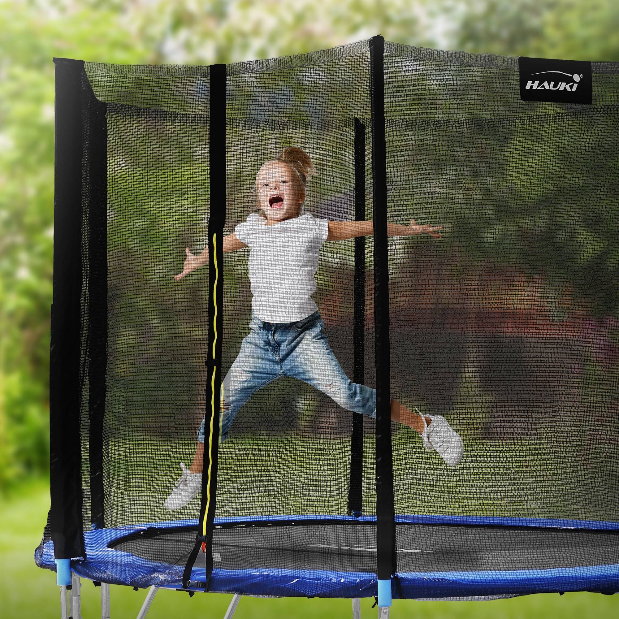 Trampoline de jardin avec filet de sécurité et échelle set complet bleu Ø 244 cm - Image 10