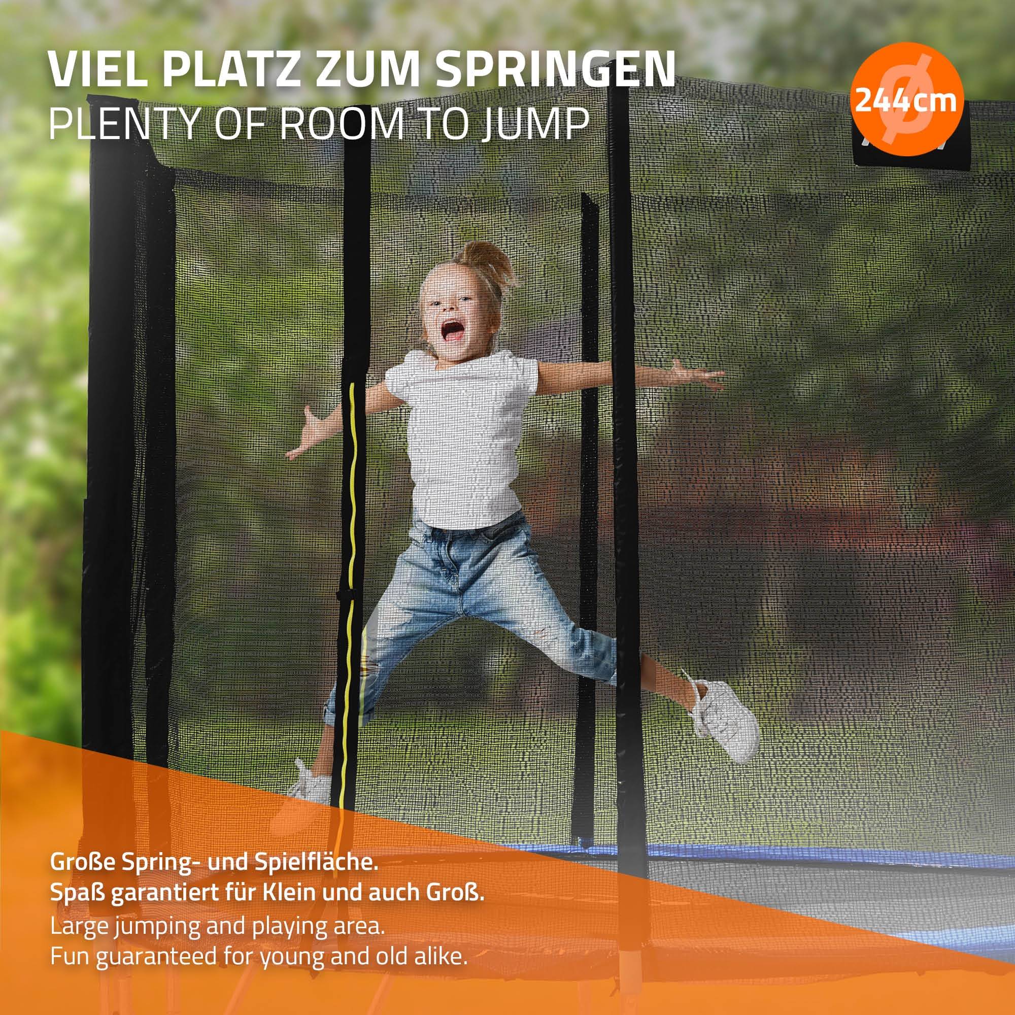 Trampoline de jardin avec filet de sécurité et échelle set complet bleu Ø 244 cm - Image 6