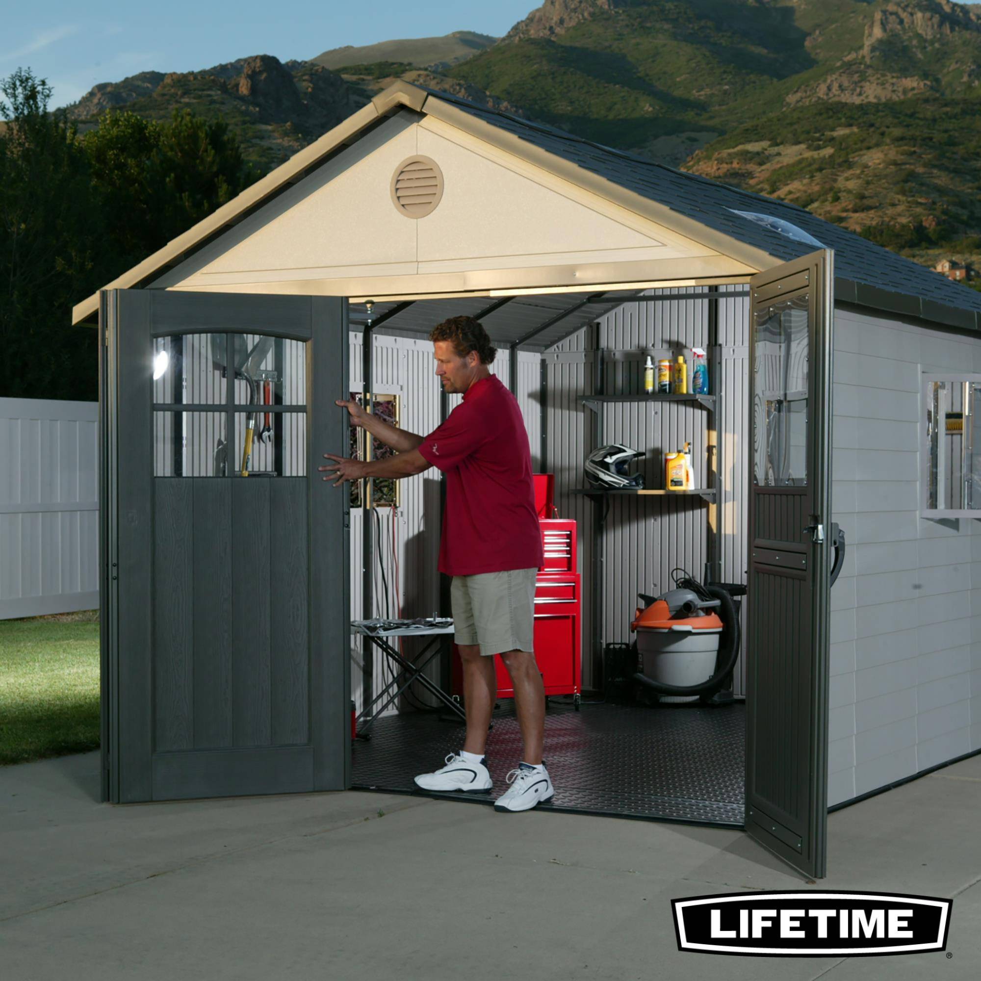 Lifetime - Abri de jardin résine 11.4 m2 - 3.38x3.38m ouverture XL LIFETIME #60187 - Image 7