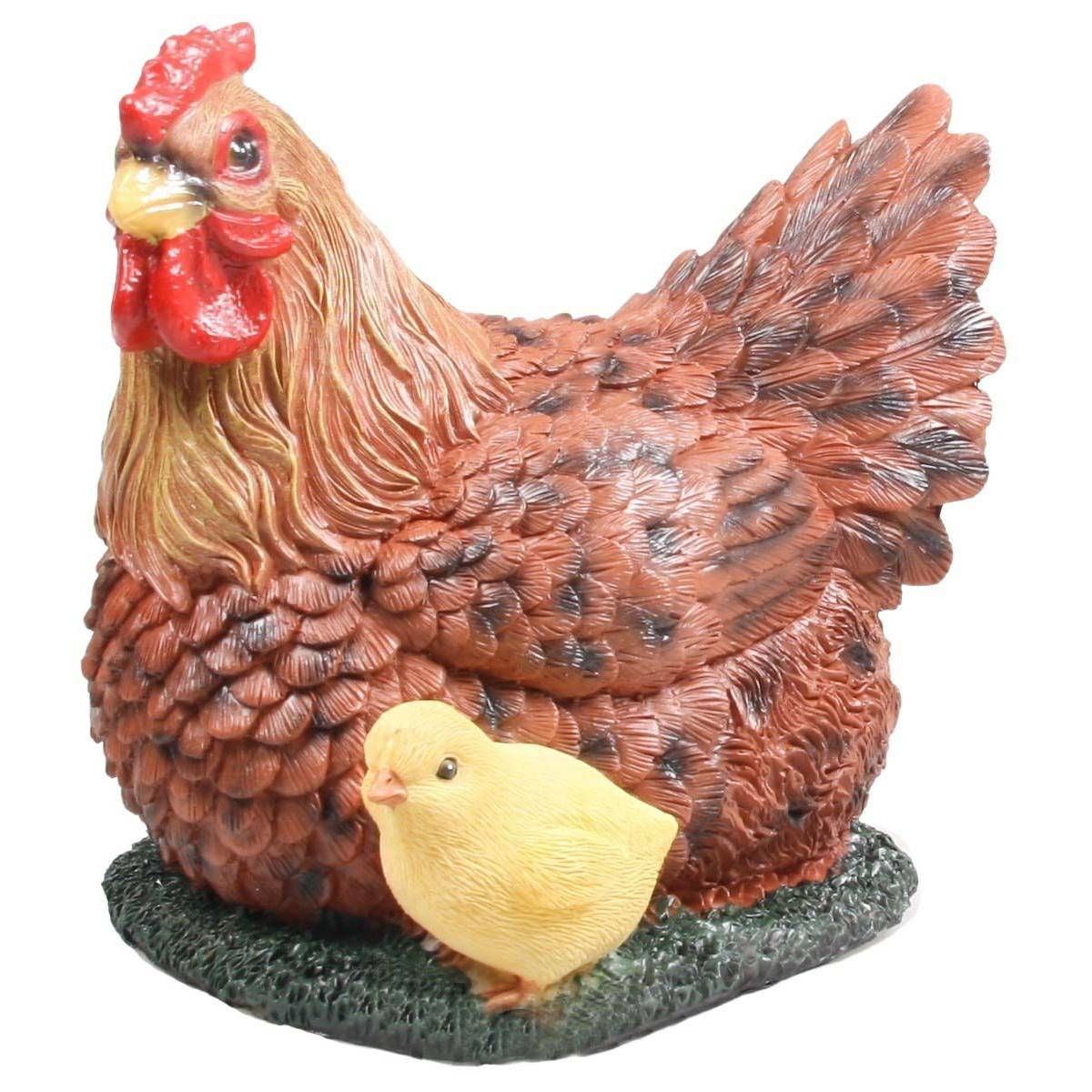 Farmwood Animals - Poule couvant avec poussin en résine 17 x 23 x 19 cm - Image 1