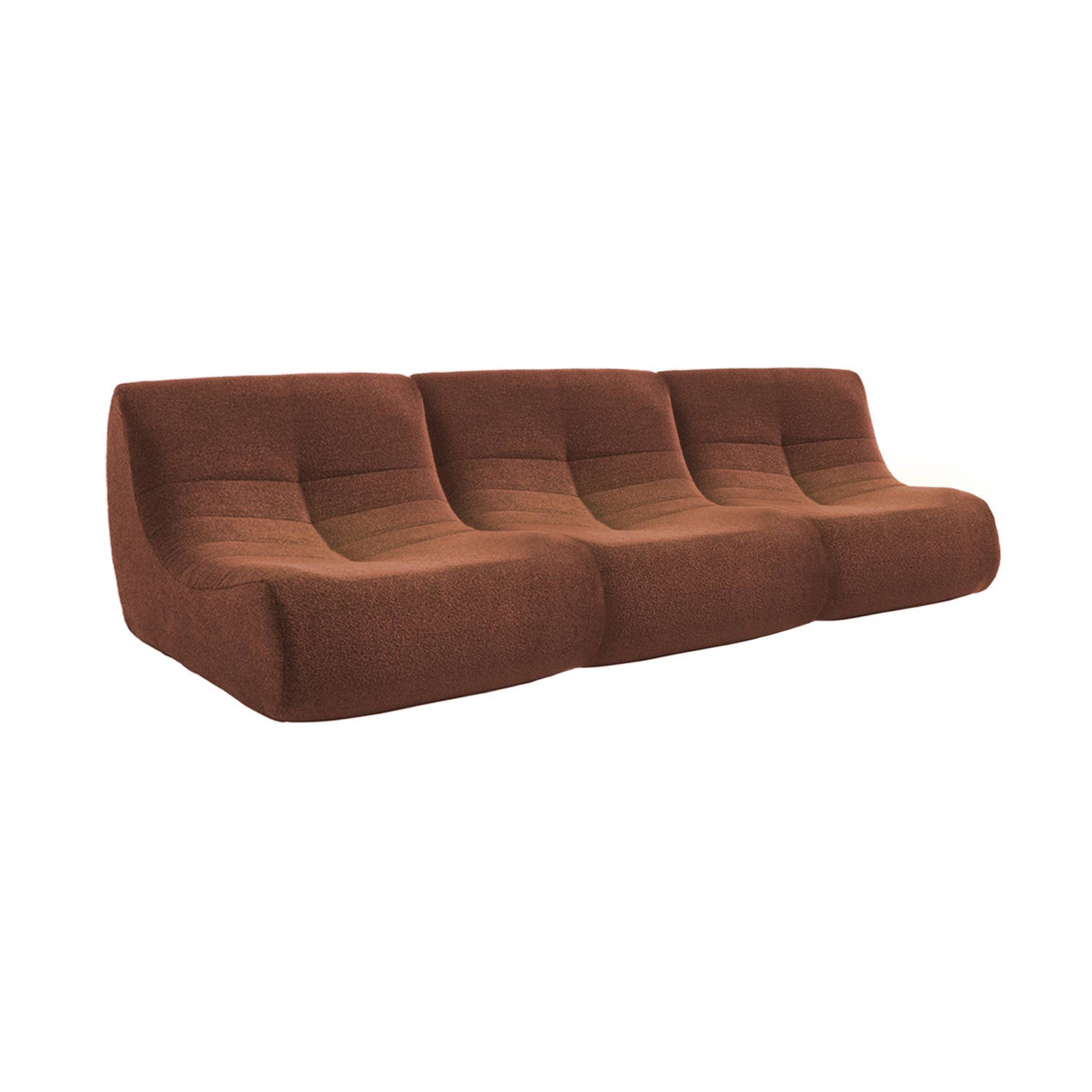 sweeek - Lot de 3 fauteuils chauffeuses en bouclette texturée terracotta style contemporain 1 place | sweeek - Image 2