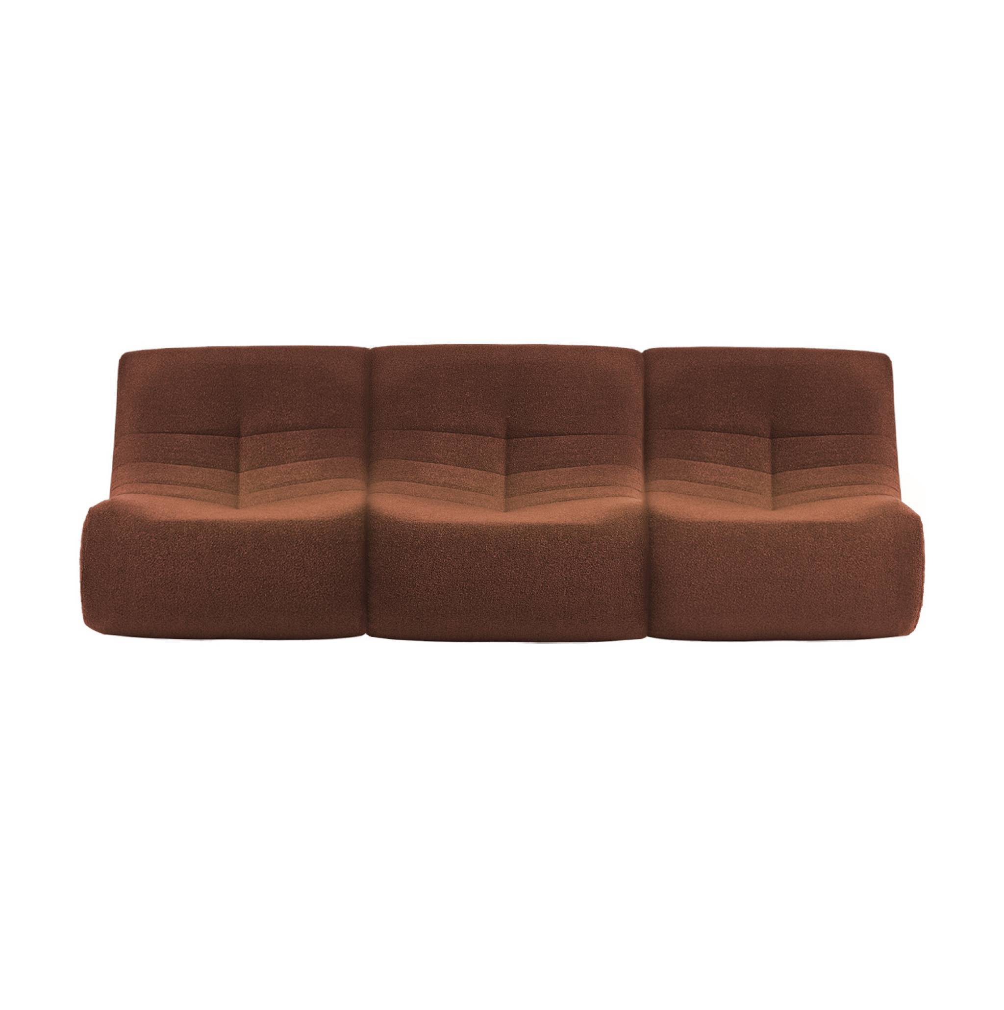 sweeek - Lot de 3 fauteuils chauffeuses en bouclette texturée terracotta style contemporain 1 place | sweeek - Image 6