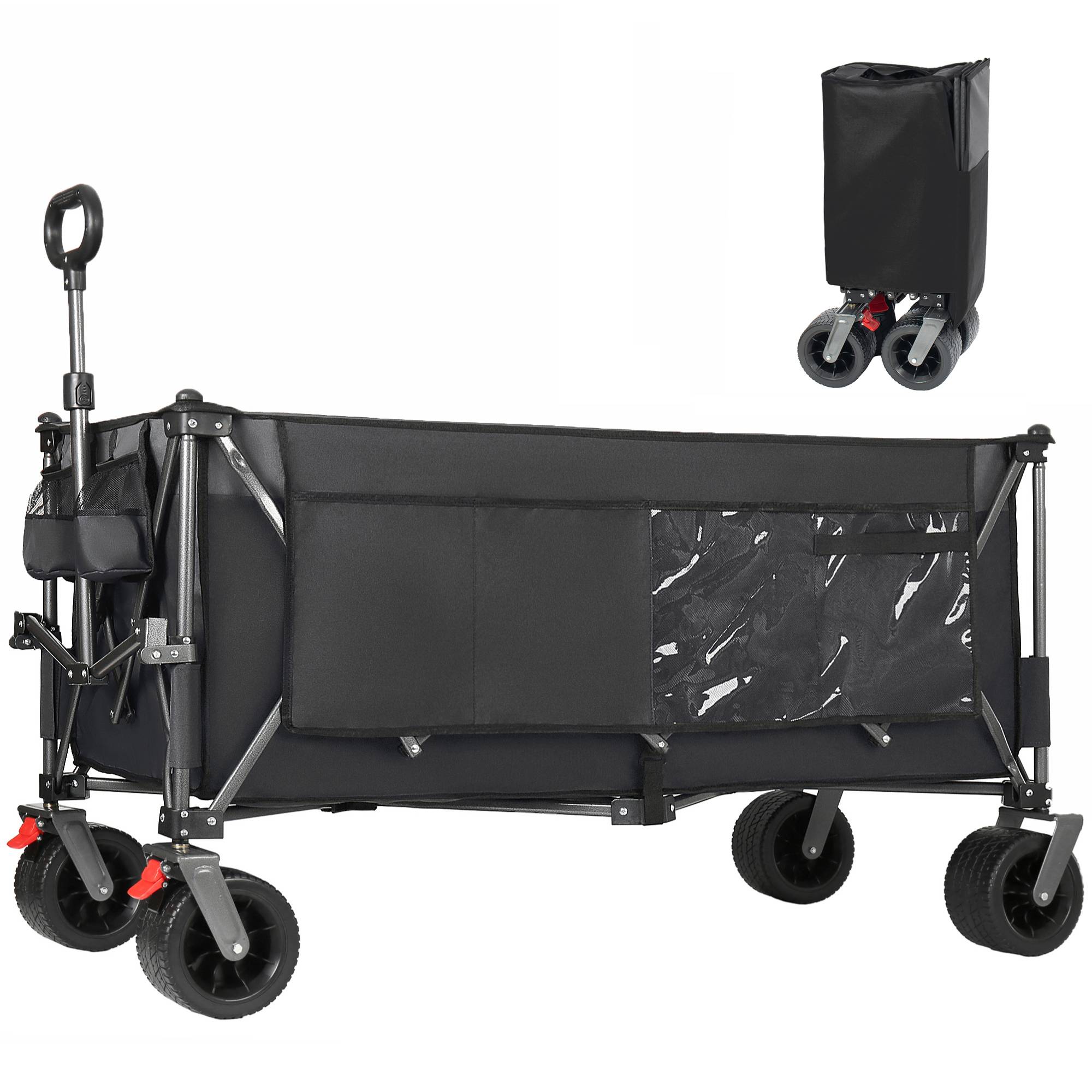 ComfortXL - Chariot pliable XXL 300 L en acier pour jardin et camping charge 250 kg noir et gris - ComfortXL Outdoor Living - Image 1