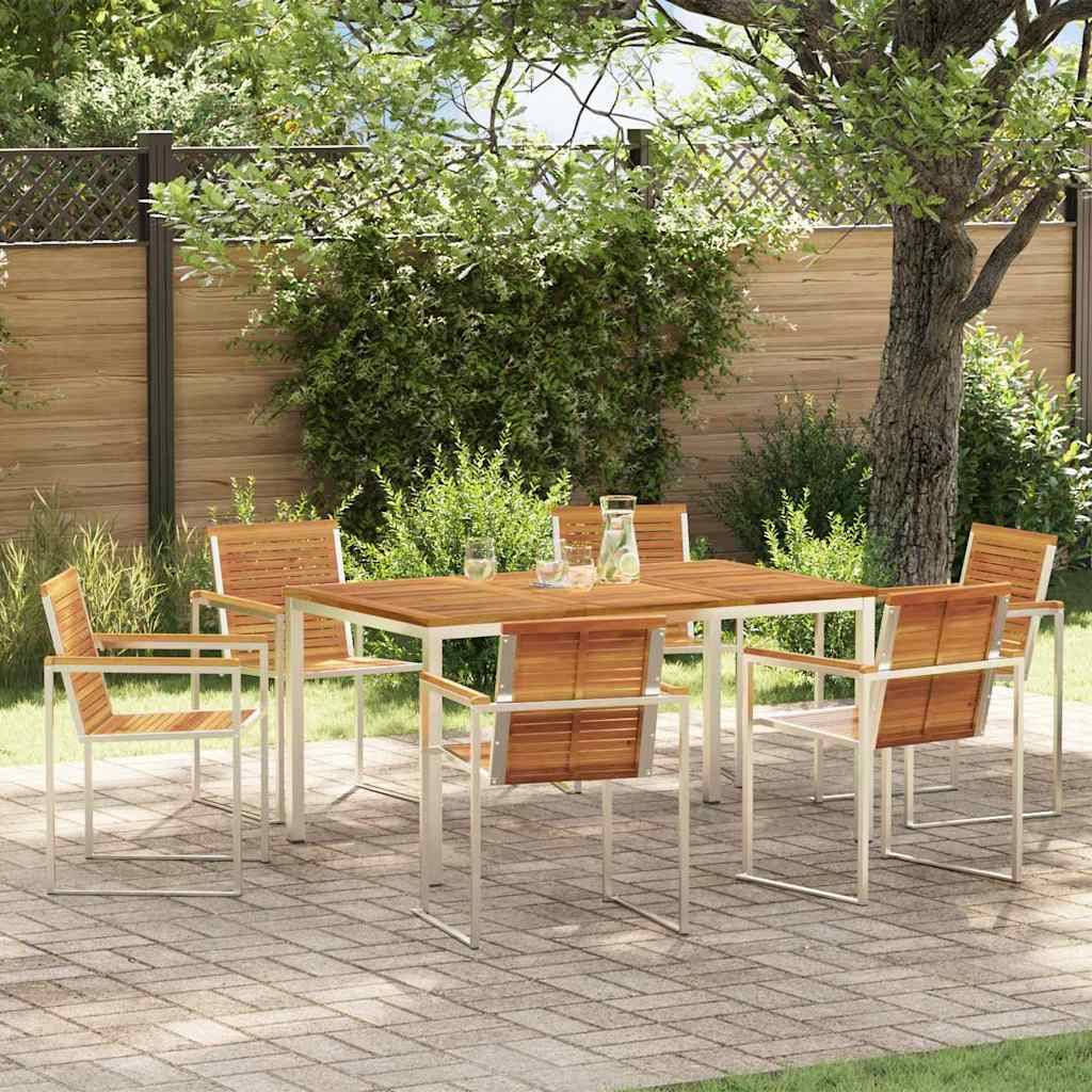 ComfortXL - Table et Chaises de Jardin 6 Personnes Bois d'Acacia et Acier Design Moderne Marron – ComfortXL Outdoor Living - Image 1