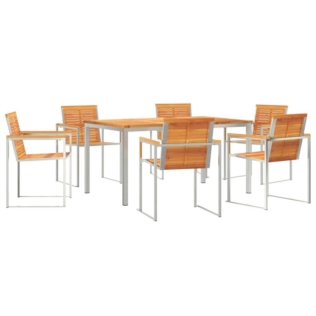 ComfortXL - Table et Chaises de Jardin 6 Personnes Bois d'Acacia et Acier Design Moderne Marron – ComfortXL Outdoor Living - Image 2