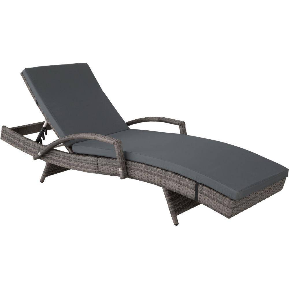 Helloshop26 - Bain de soleil chaise longue transat meuble jardin 5 positions gris - Image 1