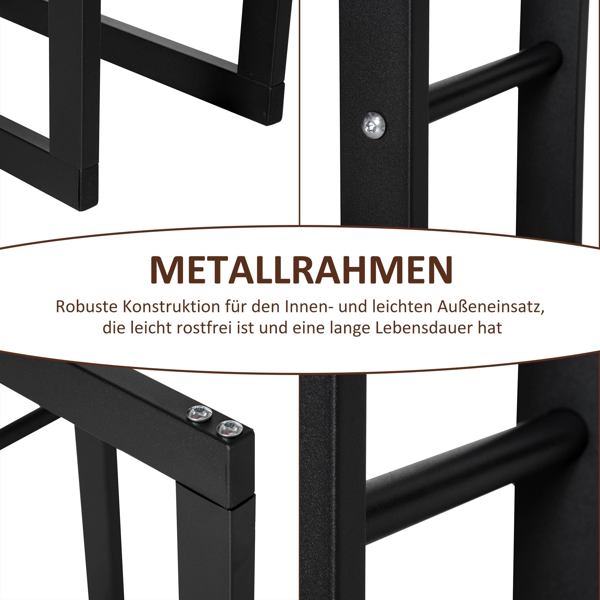 ComfortXL - Porte-bûches en métal noir 40 x 25 x 100 cm pour cheminée terrasse jardin extérieur rangement jusqu’à 97 kg - Image 6