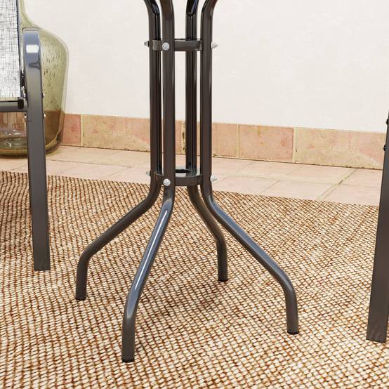 Outsunny - Salon jardin 3 pièces 2 fauteuils empilables table basse verre trempé textilène anthracite - Outsunny - Image 8