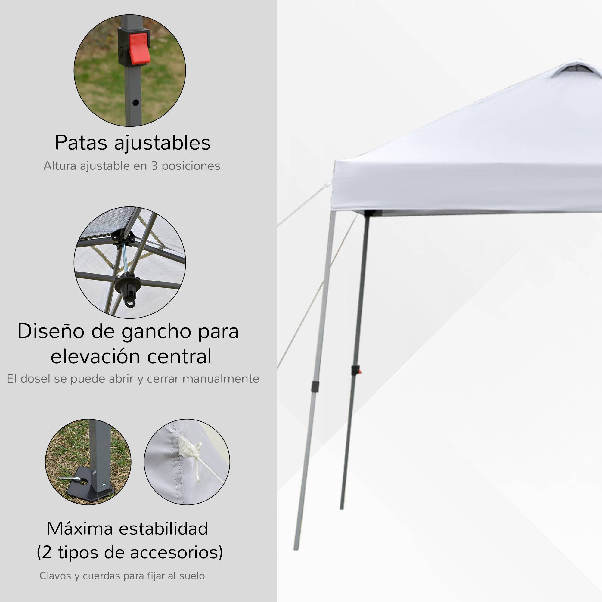 ComfortXL - Tonnelle pliante acier avec toit Oxford pour jardin fêtes camping 3 x 3 m blanche - ComfortXL Outdoor Living - Image 7