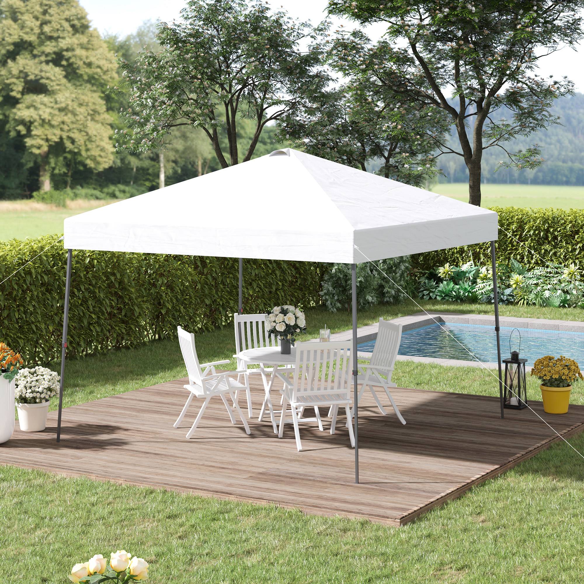 ComfortXL - Tonnelle pliante acier avec toit Oxford pour jardin fêtes camping 3 x 3 m blanche - ComfortXL Outdoor Living - Image 4