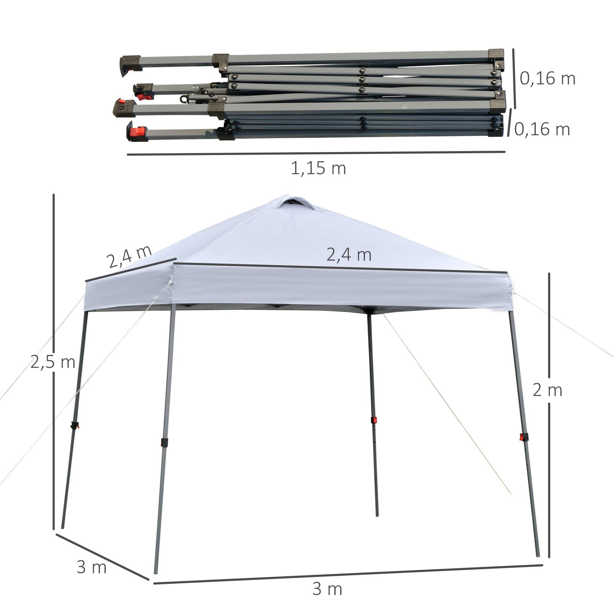 ComfortXL - Tonnelle pliante acier avec toit Oxford pour jardin fêtes camping 3 x 3 m blanche - ComfortXL Outdoor Living - Image 5