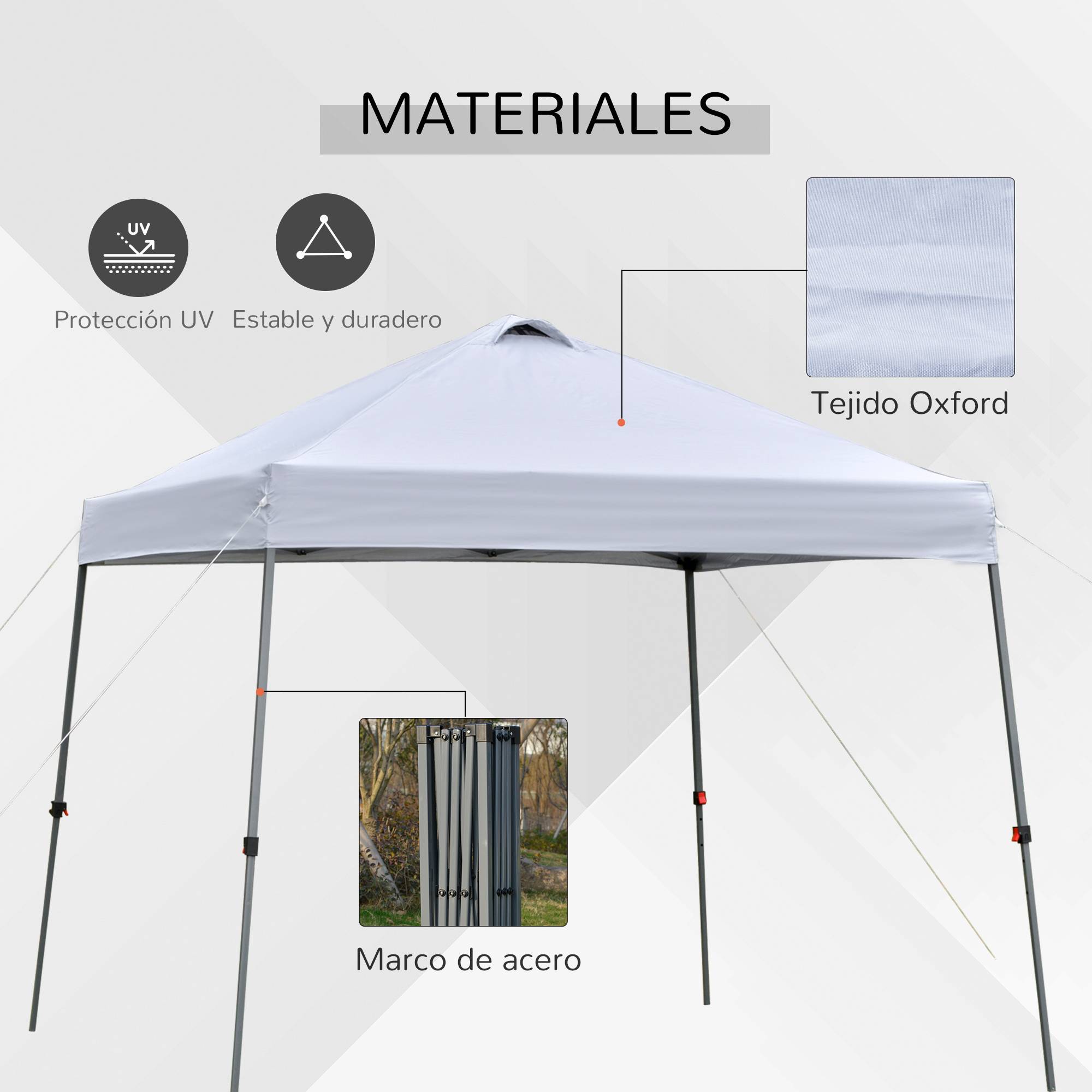 ComfortXL - Tonnelle pliante acier avec toit Oxford pour jardin fêtes camping 3 x 3 m blanche - ComfortXL Outdoor Living - Image 6