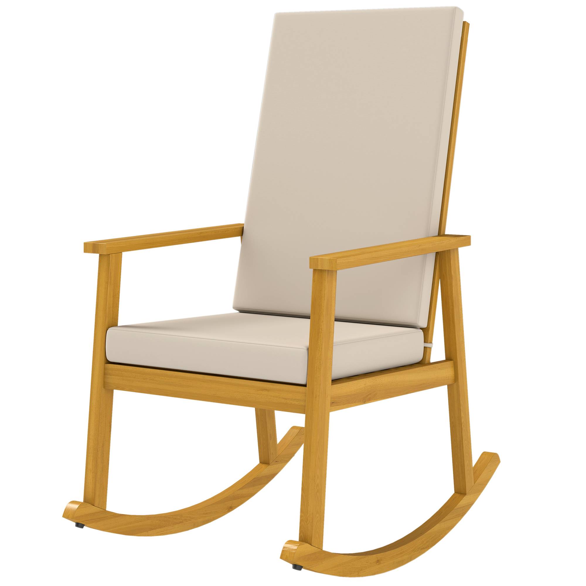 Fauteuil à bascule bois d'acacia beige 60 x 89 x 107 cm - PANGIVO - Image 2