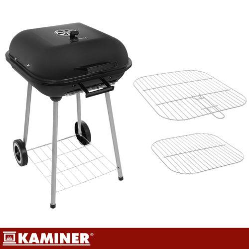 Barbecue  au charbon de bois avec couvercle et étagère, portable sur roues - Image 5