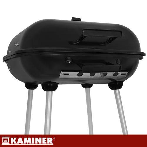 Barbecue au charbon de bois avec couvercle et étagère, portable sur roues - Image 3