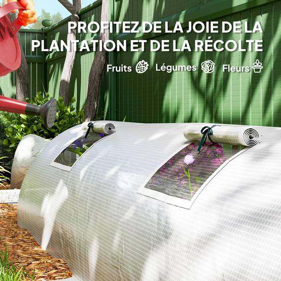 ComfortXL - Mini serre tunnel acier et PE 360 x 90 x 90 cm verte potager 4 fenêtres zippées - ComfortXL Outdoor Living - Image 8