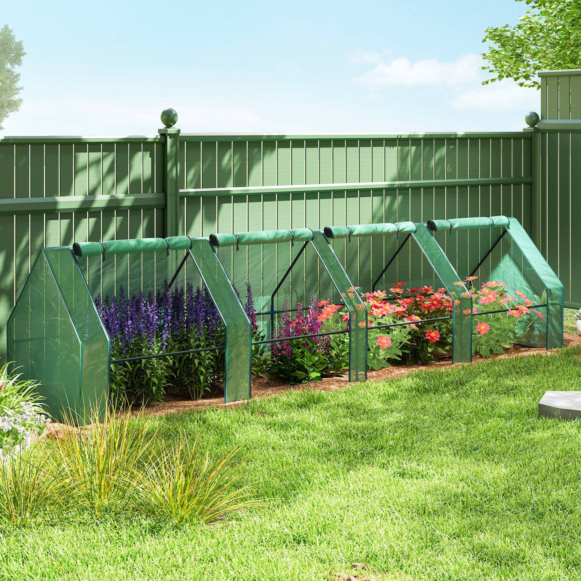 ComfortXL - Mini serre tunnel acier et PE 360 x 90 x 90 cm verte potager 4 fenêtres zippées - ComfortXL Outdoor Living - Image 4
