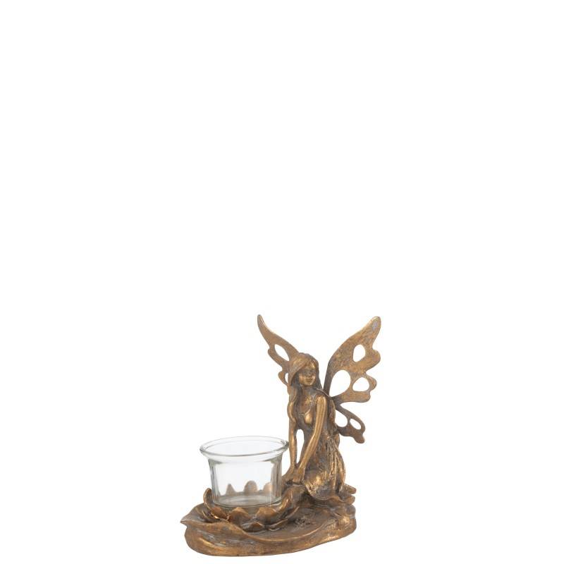 Porte-bougie ange en métal doré 15x10x16 cm - J-Line - Image 3
