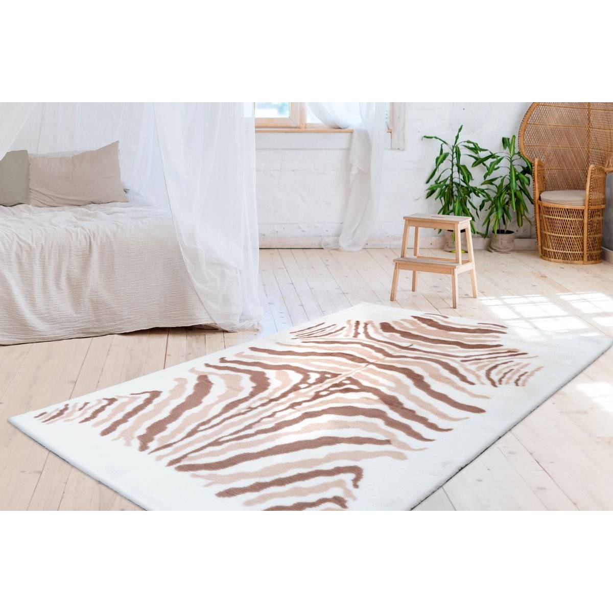 Tapis Imprimé Animal "Rabbit" Beige & Marron 160 x 230 cm - Image 2