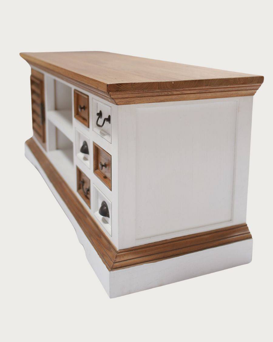 Inda - Meuble  en bois massif de Sungkai blanc et naturel 140 cm - UNIQKA - Image 5