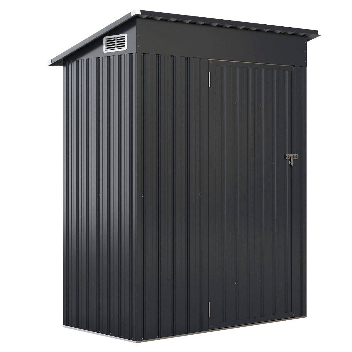 Helloshop26 - Abri de rangement toutes saisons 150 x 90,5 x 185 cm avec ventilation toit en pente style moderne en fer galvanisé gris