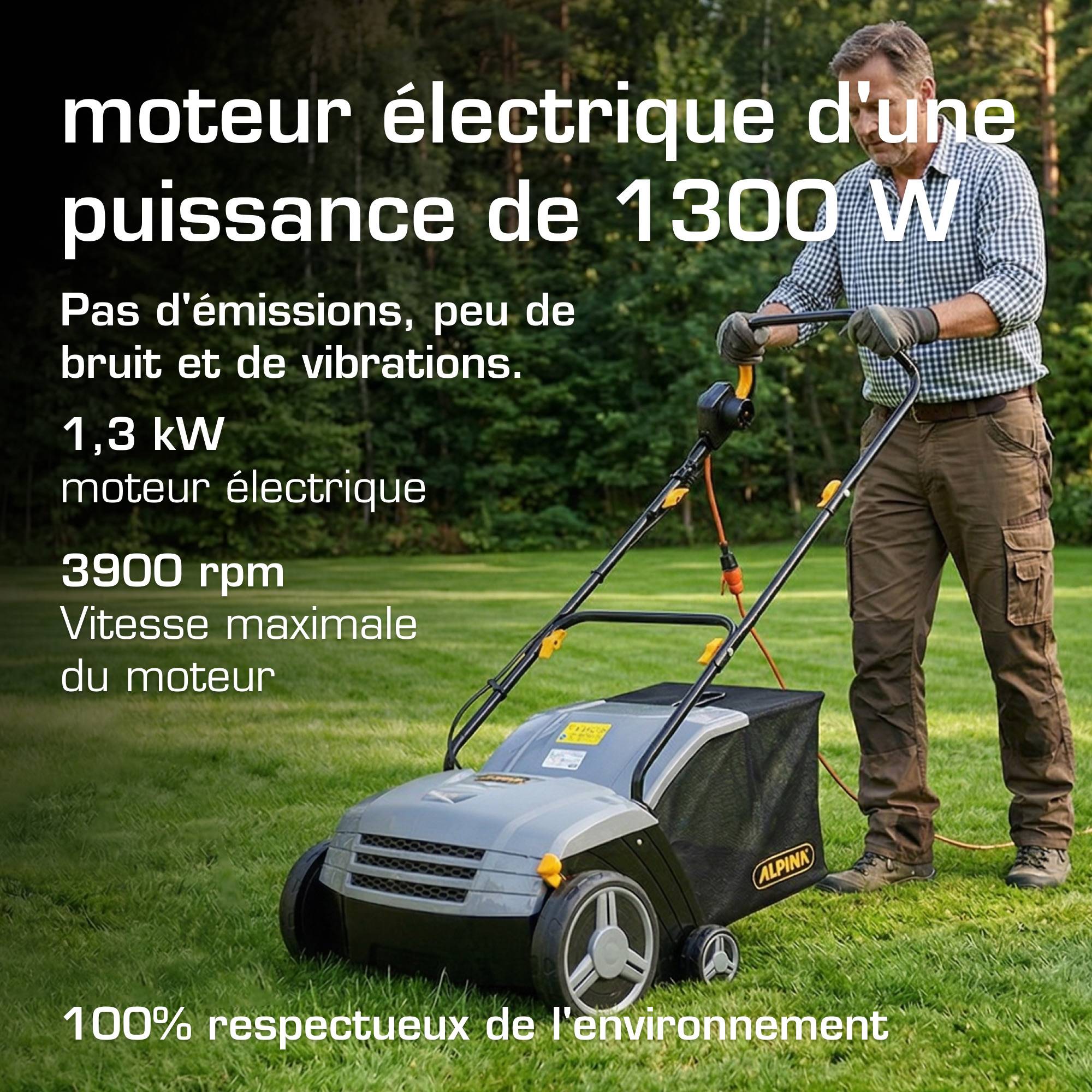 Alpina - Scarificateur ASC 1.3 E, 4 profondeurs réglables, 16 lames ou 36 ressorts, sac 40L - Alpina - Image 3