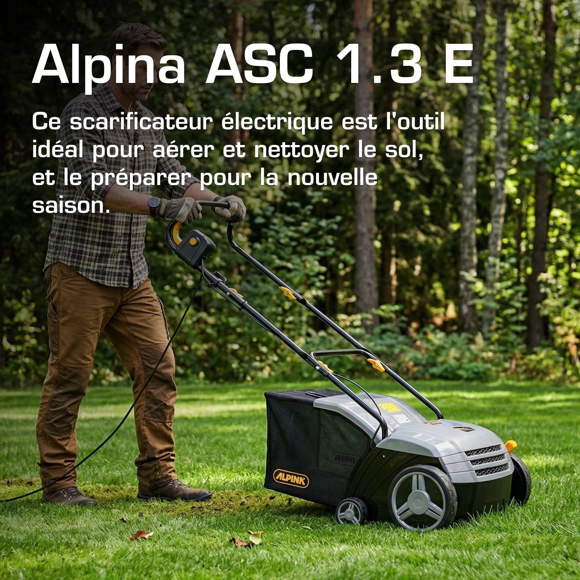 Alpina - Scarificateur ASC 1.3 E, 4 profondeurs réglables, 16 lames ou 36 ressorts, sac 40L - Alpina - Image 2
